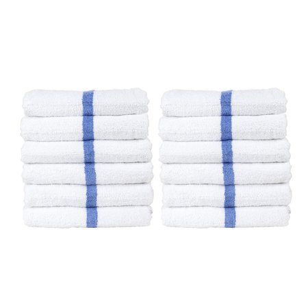 Monarch Pool Towels 22 x 44 Blue Center Stripe, 12PK INST-2244-BCS